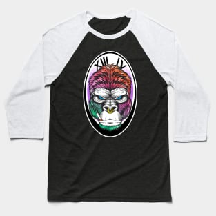 Angry Rainbow Gorilla Face Baseball T-Shirt